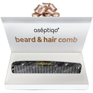 Aséptiqo Comb - Compact en gemakkelijk schoon te maken multifunctionele styling haarkam voor mannen, vrouwen, kinderen - ideaal voor steil, dun en kort haar, nat of droog (Midnight Onyx)