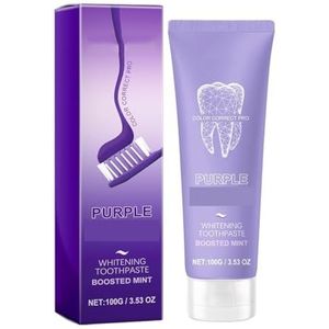 Paarse whitening-tandpasta: verwijdert oppervlakkige verkleuringen, beschermt het tandvlees, verfrist de adem, langdurige geur, eenvoudig in 2-3 minuten te gebruiken (1 stuk)