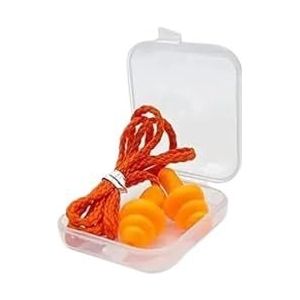 1-10Pairs Noise Cancelling Siliconen Oordopjes Herbruikbare Oordopje met Touw Waterdichte Zwemmen Rubber Oordoppen Kom met Doos (1 Paar Oranje)