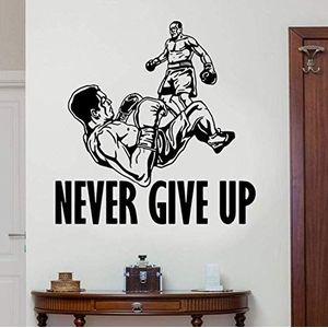 Muurstickers Muurschildering Decals Behang Nooit Opgeven Boksen Decal Sport Motivational Sticker Inspirational Art Fight Club Gym Decor 57X58Cm