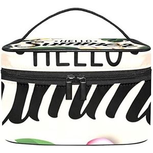 Hallo zomer make-up organizer tas, reismake-up tas organizer case draagbare cosmetische tas voor vrouwen en meisjes toiletartikelen, Meerkleurig, 22.5x15x13.8cm/8.9x5.9x5.4in