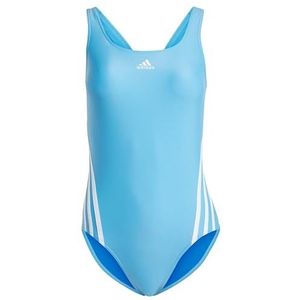 adidas Dames 3-strepen badpak, Blue Burst/Green Spark, 42
