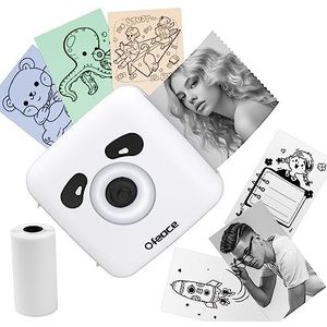 Draagbare fotoprinter, mini draagbare printer, thermisch printen, 300 dpi, snelle verbinding binnen 1 seconde, 1100 mAh, bonlabel, notitie, sticker, QR-code, Android en iOS, panda-ontwerp