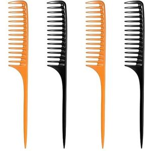 Shaorangrang 4-delige brede tandkrullen, hittebestendige rattenstaart, professionele anti-statische kammen rattenstaartkam