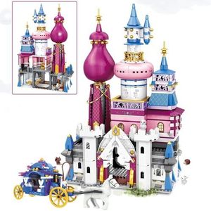 Princess Castle-bouwsets Speelgoedbouwblokkensets voor meisjes vanaf 6 jaar oud Roze kasteel met koets Creatieve STEM-bouwsets Cadeaus voor kinderen (1100+ stuks)(Castle 1)