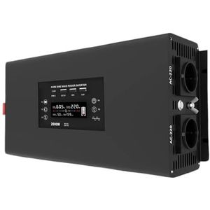 Auto-omvormer Continu Vermogen 2000W Piekvermogen 4000W DC12V-24V Naar AC 220V-240V Draagbare Zuivere Sinusomvormer Breed scala aan toepassingen(DC24V)