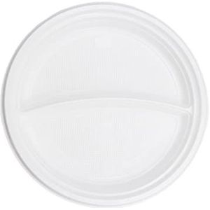 Commerline Plastic borden, 100 stuks, 2-delig, herbruikbare borden, Ø 22 cm, feestservies, plastic serviesset