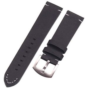 Horlogeband 18 20 22 mm echt leer donkerbruin zwart heren dames handgemaakte vintage horlogeband metalen gesp, Zwarte zilveren gesp, 18mm, Armband