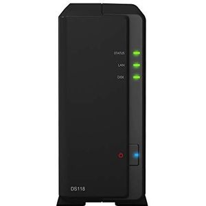 Synology DiskStation DS118 Ethernet/LAN Compact zwart NAS - Opslagserver (8 TB, harde schijf, SSD, SATA, Serie ATA II, Serie ATA III, 2,5,3,5 inch, FAT, HFS+, NTFS, exFAT, ext3, ext4)