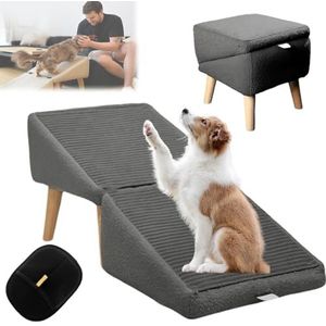 Split Ottoman Hondenhelling – Alles-in-één Opvouwbare Hondentrap En Ottomaan for Grote En Kleine Honden, 14,5"" H Hondenhelling Om Op Bed En Bank Te Komen, Lichtgewicht Hondentrap for Oudere Katten