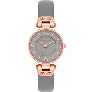 Anne Klein Leren dameshorloge, grijs/roségoud, Grijs/rose goud