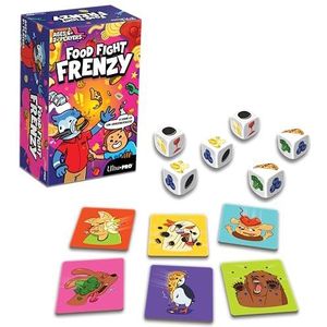 Food Fight Frenzy - Leuke en snelle dobbelstenen voor het hele gezin, patroon matchen en dobbelspel voor 2-6 spelers, 72 tegels en 13 extra grote dobbelstenen, familiefeestspel