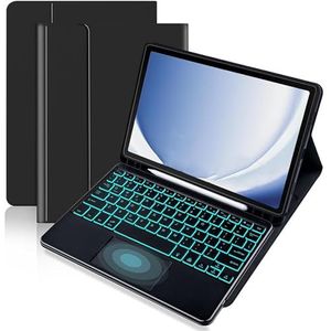 Toetsenbordhoes voor Samsung Galaxy Tab S9+ / S9 Plus 12.4'' 2023, 7-Kleuren Achtergrondverlichting, Magnetisch Afneembaar Draadloos Toetsenbord met S-Penhouder,zwart
