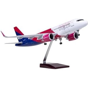 Voorgebouwd Modelvliegtuig 1:80 Voor Pesawat Wizz Air Airlines A320 NEO Vliegtuigen Model Diecast Hars Vliegtuigen Metalen Speelgoed Gift Vliegmodel Bouwpakket (Color : With light)