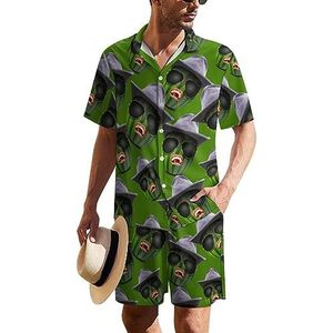 Grappige watermeloen Hawaiiaanse pak voor heren, set van 2 stuks, strandoutfit, shirt en korte broek, bijpassende set