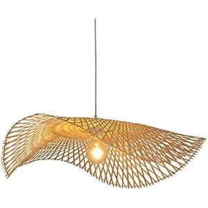 GERAGUR Bamboe Hanglamp Armatuur Vintage Bamboe Geweven Lampenkap in Een Natuurlijke Rieten Afwerking E27 Vintage Hanglampen Handgemaakte Scandinavische Rieten Lamp, Rustieke Lantaarn Strohoed