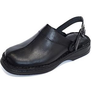Kristian Shoes 30 herenpantoffels – handgemaakte leren pantoffels in de EU – elegante en comfortabele herenklomp voor binnen en buiten, ideaal voor alle seizoenen, Zwarte riem, 41 EU