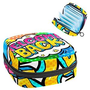 Welkom Terug,Periode Pouch Draagbaar,Tampon Opbergtas,Tampon Houder voor Portemonnee Vrouwelijke Product Organizer, Meerkleurig, 4.7x6.6x6.6 in/12x17x17 cm