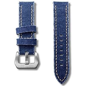 LUGEMA Canvas Horlogebandjes Quick Release Premium Denim KHAKI Twee stukken Watch-riemen Matt Steel Gesp 20mm 22mm 24mm (Color : Blue, Size : 22mm)