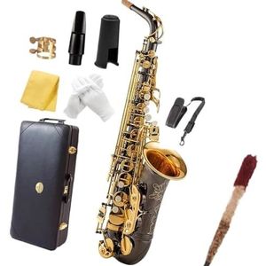 saxofoon kit Japan Altsaxofoon Eb Zwart Galvaniseren Zwart Vernikkeld Gesneden Lichaam Professionele Houtblazers