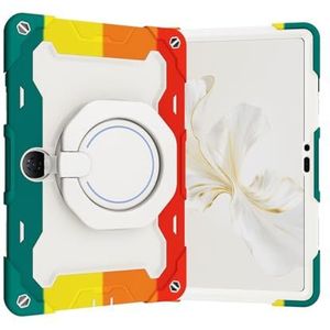 Tablet PC-hoes Kinderhoesje Compatible with Huawei Honor Pad 9 12,1 inch, 360° draaibaar handvat, standcase, drie-in-één, onbreekbaar omhulsel, valbestendig, schouderband Bescherming(RAINBOW RED)