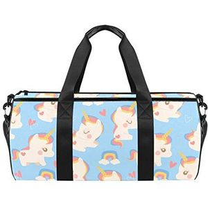 Reizen strandtassen, grote sport gym overnachting duffle cartoon eenhoorn & regenboog print schoudertas met droge natte zak