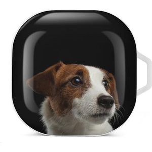 Jack Russell Terrier Portret Oordopjes Hoesje Compatibel met Samsung Hard Shell Beschermhoes Wit-Stijl