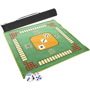Mahjongg Mat Mahjong-tafelmat Met Regels En 2 Dobbelstenen En Draagtas, Antislip- En Ruisonderdrukkingsspelmat For Poker, Kaart, Dominospellen (Color : Green, Size : 32.7x32.7inch)