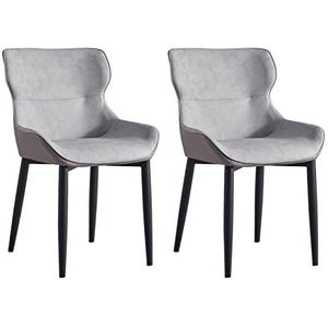 GEIRONV Moderne eetkamerstoelen Set van 2, waterdicht Pu Lederen zijstoelen met koolstof Stee benen woonkamer keukenteller stoelen Eetstoelen (Color : Dark gray)
