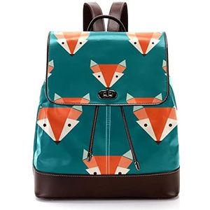 Gepersonaliseerde schooltassen boekentassen voor tiener cartoon vossen hoofd patroon, Meerkleurig, 27x12.3x32cm, Rugzak Rugzakken