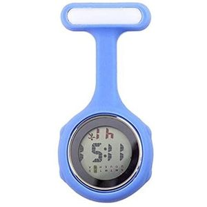 Yojack Gepersonaliseerd zakhorloge mode siliconen verpleegster horloge effen kleur digitale display wijzerplaat verpleegkundige broche broche zakhorloge gegraveerd horloge (kleur: lichtblauw)