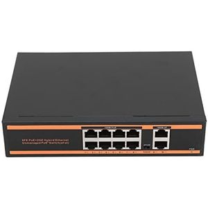 Ethernet-internetswitch, 802.3af-compatibele 10-poorts PoE-switch Compact Ontwerp Zonder Ventilator Stil voor NVR-verbindingen