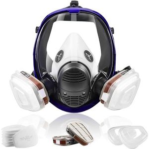 Volgelaatsmasker met filter, anti-condens, anti-gas, anti-stofmasker, volledig gasmasker, ideaal voor verf, lak, timmerwerk, bouwwerkzaamheden, slijpen, spuiten, chemicaliën (R81)