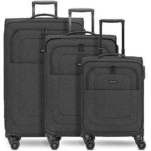 REDOLZ 3-delige kofferset voor mannen & vrouwen | lichtgewicht & stevige reistrolleys, hoge kwaliteit zachte koffer, 4 dubbele wielen & TSA slot | uitbreidbaar met stretch vouwen (Essentials 12)