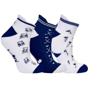 Surprizeshop Golfsokken voor dames (3-pack) | Gewatteerde zool | Uitgebreide tab aan de achterkant | Eén maat UK 4-7 | Compressie Fit voor ondersteuning en comfort | Golfsokken voor dames.., Navy -