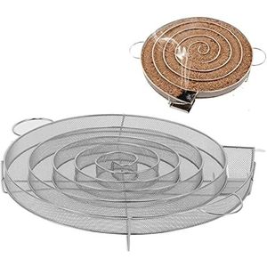 Koude rookgenerator, met twee handgrepen, roestvrij staal, weerstand tegen hoge temperaturen, ronde vorm koude rookgenerator, barbecue rokeraccessoire, voor koud roken, gerookt vlees