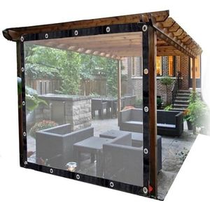 Doorzichtige plastic dekzeilen met oogjes, terrasbehuizingspanelen buitengordijnen for terras, pergola, veranda, tuinhuisjes scheidingsgordijn (Size : 14x14ft(4.3x4.3m))