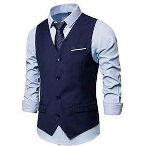 Heren Vest Casual Formele Sociale Zakelijke Gilet Steampunk Kostuum Homme Mariage Taille Jas Voor Mannen Pak Vest S-6XL, marineblauw, 6XL