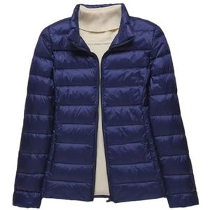 Niiyyjj Vrouwen Puffer Jacket Plus Size Vrouwelijke Ultra Lichtgewicht Eendendons Jas Hooded Down Jassen, Marineblauwe standaard, XL