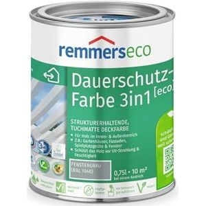 Remmers Oliebeits Color [eco] venstergrijs (RAL 7040), 0,75 liter, watergedragen eco verf voor hout binnen en buiten, 3 eco verven in één, isolerende grond-, tussen- en aflak, milieuvriendelijk