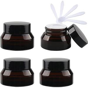 YKMYXZ, 4-pack 50 ml lege groene glazen cosmetische potten, gezichtscrème opslagcontainers potten met zwart deksel en binnenvoeringen DIY