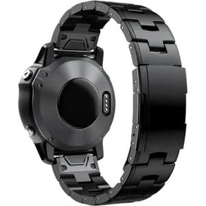 22 26 mm geschikt for Garmin Titanium metalen band geschikt for Fenix ​​7X 7 6X Pro 5X Plus/Instinct/Epix Forerunner945 Armband Quick Fit for riem polsband (Color : Black, Size : 26mm)