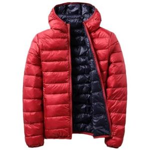 Niiyyjj Ultralichte Dunne Donsjack Vrouwen Dubbelzijdige Hooded Warm Wit Eendendons Jas Parka Bovenkleding, rood Navy blauw, 4XL