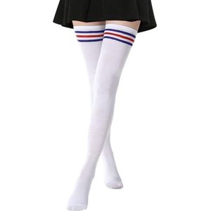 DRESHOW Extra lange dijkousen Lange laarskousen Gestreepte overkniekousen voor dames Katoenen beenwarmers