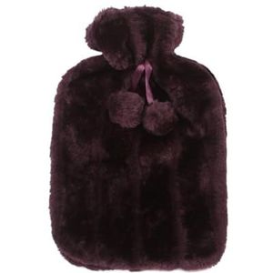 Warmwaterkruik 2000 ml warmwaterkruikhoes verwijderbare fleece warmwaterkruik koudebestendige warmtebehoud hoezen verwarmingskussen hoes voor winter warmwaterzak (paars)