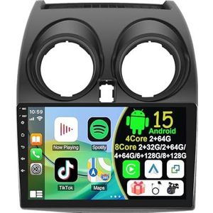 Draadloze Autoradio Android 15 voor Nissan Qashqai 2006-2016 met draadloze carplay en Android Auto Bluetooth USB Wifi 4G GPS Navigatie(S-3(2G+64G))