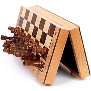 Schaakspel Magnetische houten vouwschaken met 2 extra koninginnen, handgemaakte game board interieur for opslag for volwassen kinderen beginnersschaakbord Schaken Schaak