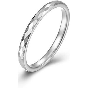 Eenvoudige diamantgeslepen wolfraam ring, unisex stijl, gestapeld, draag gewone cirkel wolfraam handsieraden (Color : Steel, Size : 6#)