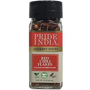 Pride Of India - Organic Red Chili Flakes Hot - 1.2 Oz (34 GM) Kleine Dual Sifter Jar - Gebruikt in hartig eten - Beste Authentieke Indiase Spice