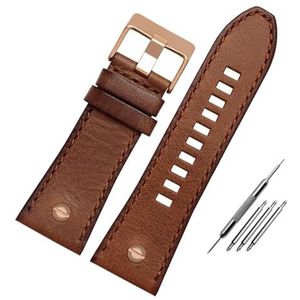 INEOUT Echte lederen horlogeband compatibel met dieselhorloge riem DZ4476 / 4482 DZ7408 7406 4318 Riem 22 24 26 26 28 mm grote maat mannen polshorlogeband (Color : 15 Brown Rose gold, Size : 26mm)